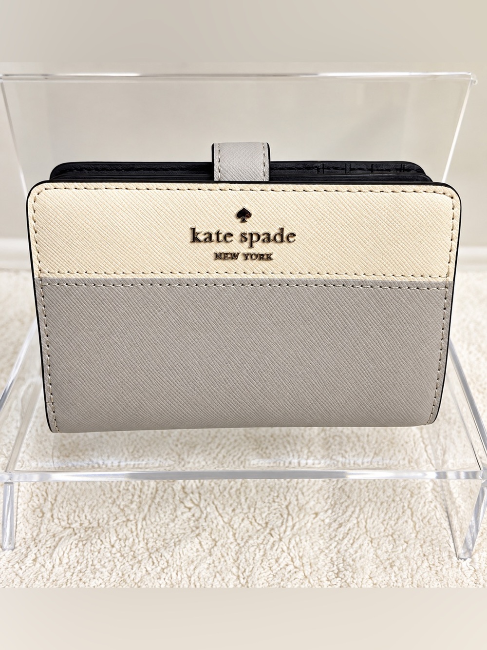 Kate Spade Madison Medium Bifold Wallet Platinum Grey Multi NWOT